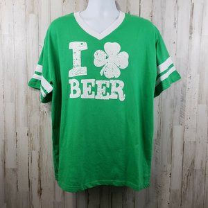 5/$25 Ghast Mens T-Shirt XL Green V-Neck Striped Short Sleeves St. Patricks Day